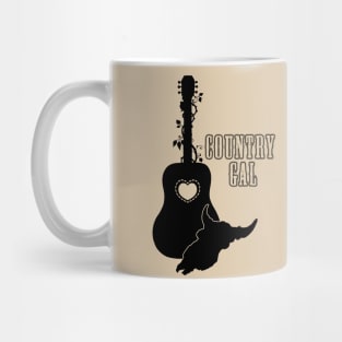 Country Western Girl Guitar Heart Steer Skull and Roses Mug